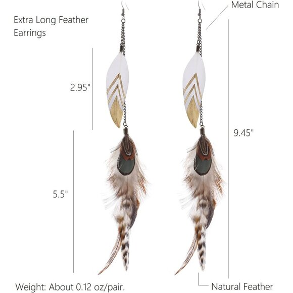 Handmade Boho Feather Earrings for Women - Lightweight & Colorful Dangle Design - Picture 5 of 5